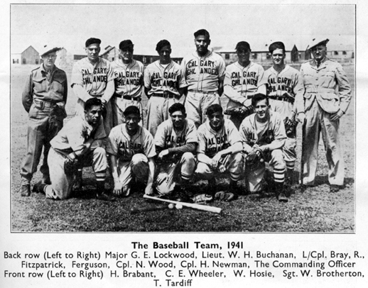 Calgary Highlanders baseball team, England 1941