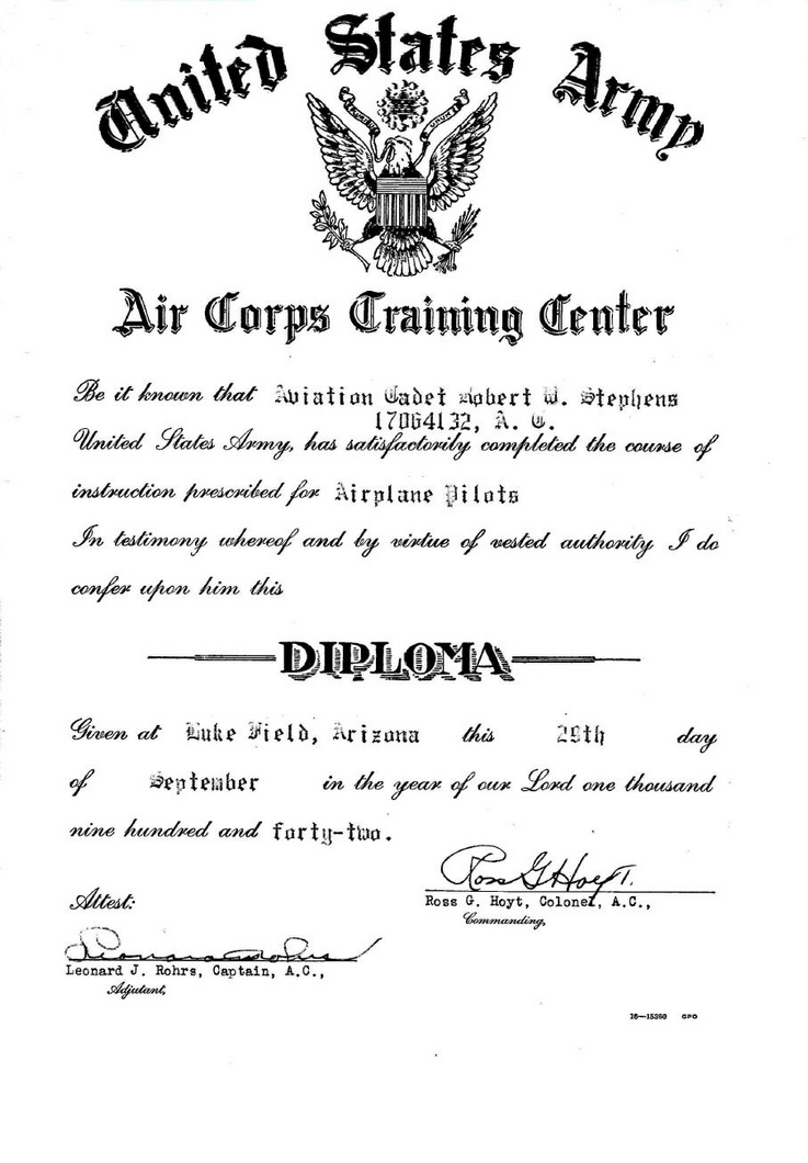 Luke Field Certificate