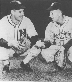 Bob Feller and Frankie Pytlak at Great Lakes